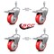 Service Caster 4 Inch Red Polyurethane Swivel 10mm Stem Caster Set with Total Lock Brake SCC-TSTTL20S414-PPUB-RED-M1015-4 - alternate 3